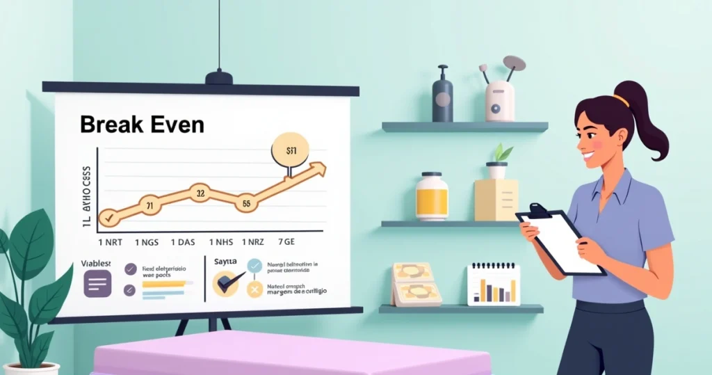 Depiladora analisando agenda e finanças com gráfico de ponto de equilíbrio