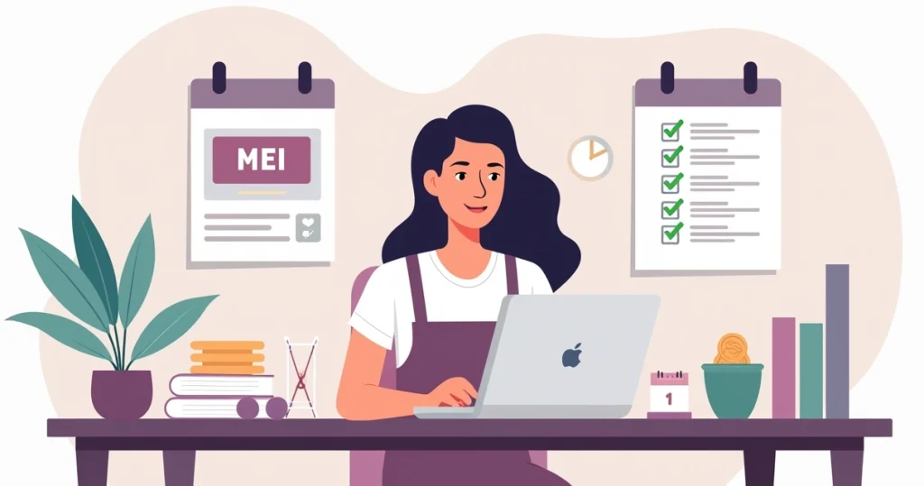 Depiladora organizando documentos de MEI no salão de beleza