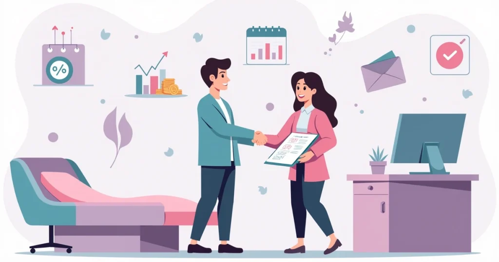 Depiladora autônoma apertando a mão da dona do salão de beleza