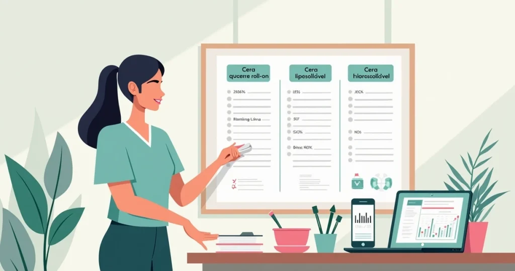 Tabela de preços de depilação com métodos e regiões do corpo em estilo ilustração corporativa